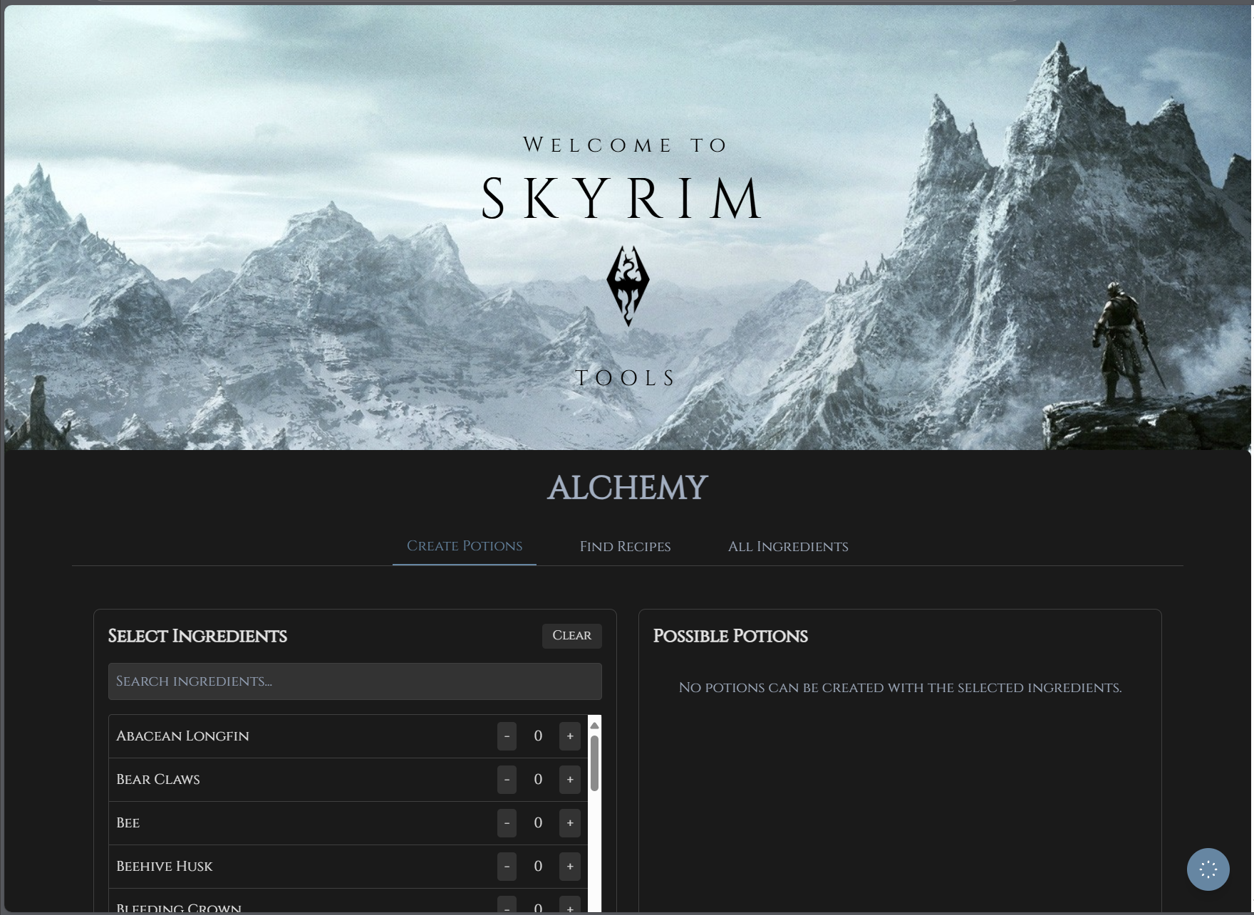 Skyrim Alchemy Screenshot